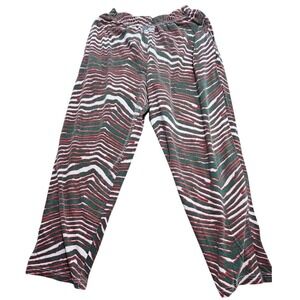 Zubaz Mens Zebra Print Lounge Pants Green Red White Minnesota Wild Wavy Medium